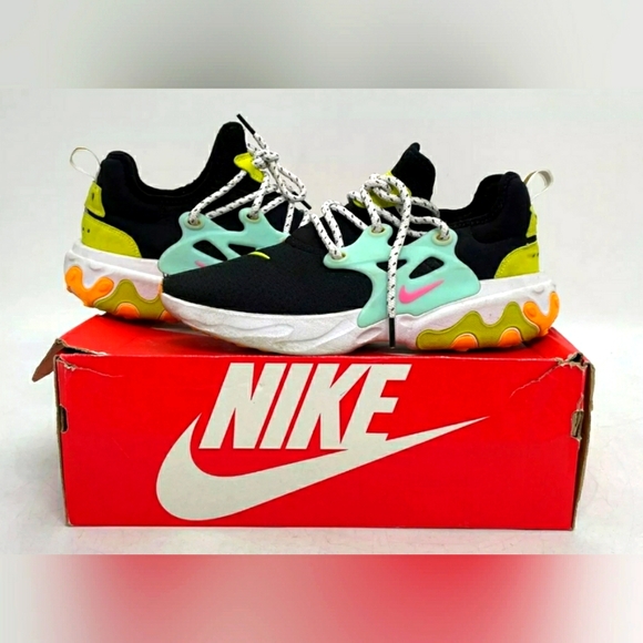 Nike React Prest Running Shoes Black/Psychic Pink/Teal Tint Women 10.5 or Men 9 - Picture 1 of 6